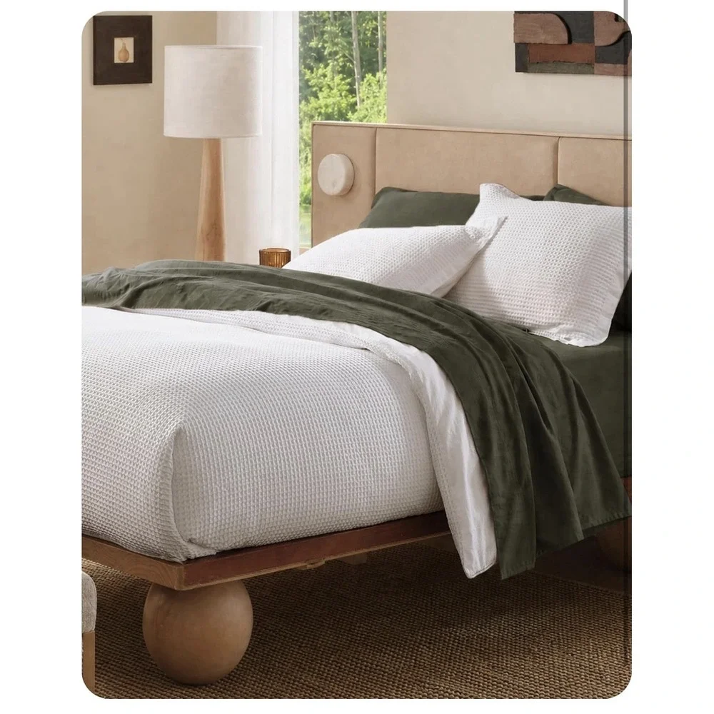 King Size‎ Duvet Cover 100% Cotton Waffle Weave, Coconut White